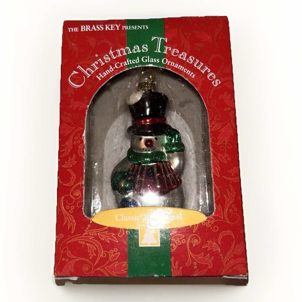 The Brass Key Christmas Treasures 2000 Hand Crafted Glass Miniature Snowman NEW